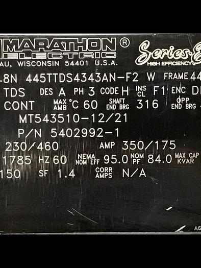 Used MARATHON 150 HP Motor 8N 445TTDS4343AN-F2 Used