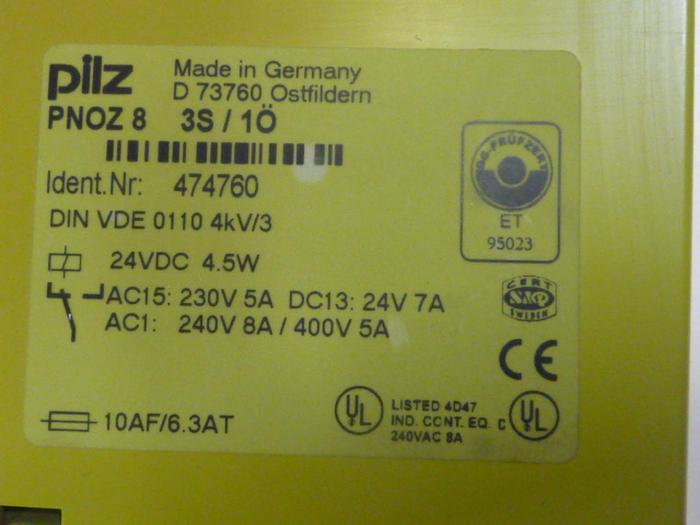 Used PILZ Safety Relay PNOZ83S/1O #49038