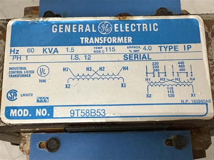 Used GENERAL ELECTRIC / GE 1.5 kVA Transformer 9T58B53 #134354