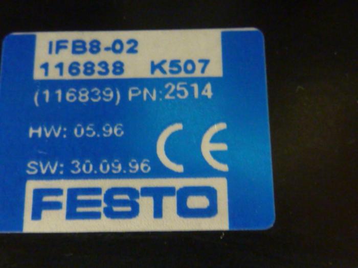 Used FESTO Control Block / Valve Terminal IFB8-02 #52770
