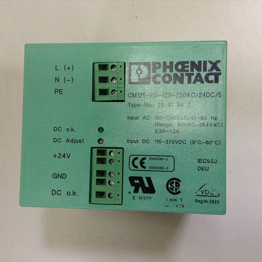 Used PHOENIX CONTACT Power Supply CM 125-PS-120-230AC/24DC/5 #68534