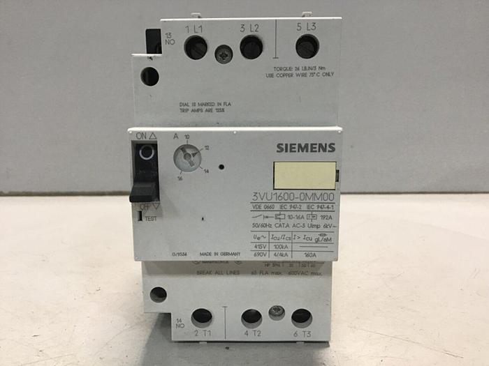 Used SIEMENS Motor Starter 3VU1600-0MM00 Used #129544
