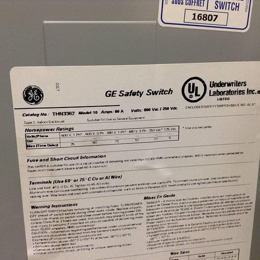 Used GENERAL ELECTRIC / GE Safety Switch THN3362 #81939