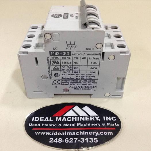 Used ALLEN BRADLEY 16 Amp Circuit Breaker 1492-CB3/H160 SER B #75151