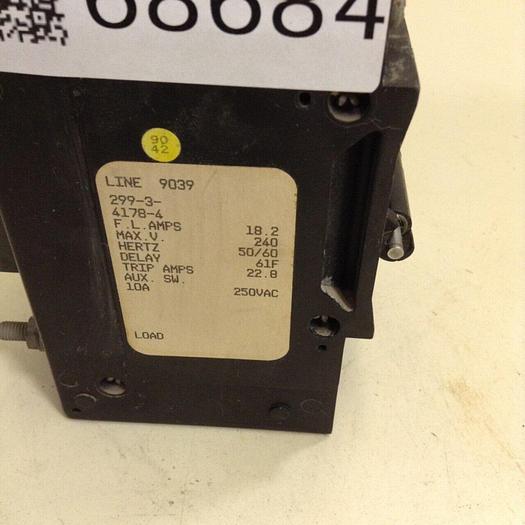 Used AIRPAX 10 Amp Circuit Breaker 299-3-4178-4 #68684