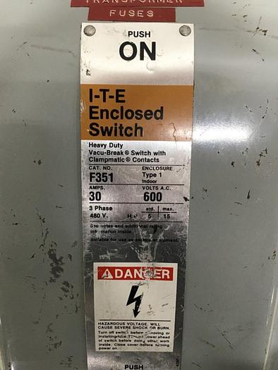 Used SIEMENS 30 Amp ITE Heavy Duty Vacu-Break F-351 #127056