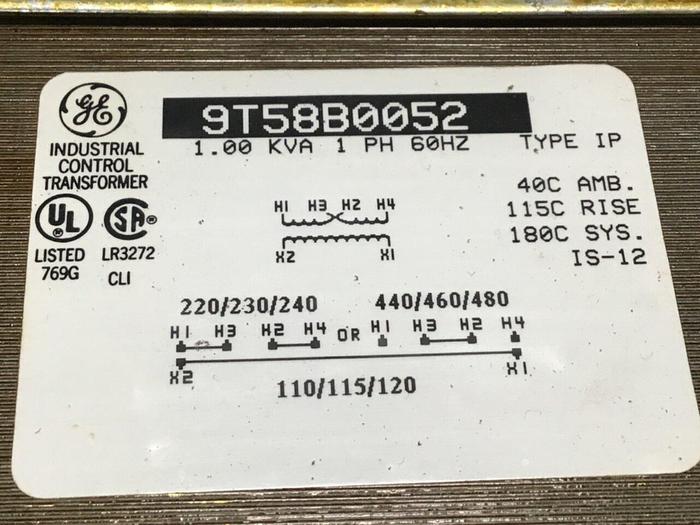 Used GENERAL ELECTRIC / GE 1.00 kVA Transformer 9T58B0052 #116887