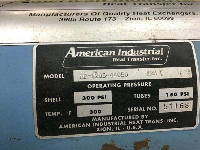 Used AMERICAN INDUSTRIAL Heat Exchanger AB-1205-44050 498 Used