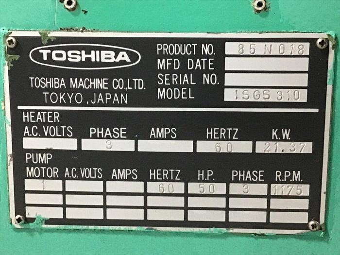 Used TOSHIBA 310 Ton Injection Molding Machine ISGS310WV10-19B USED