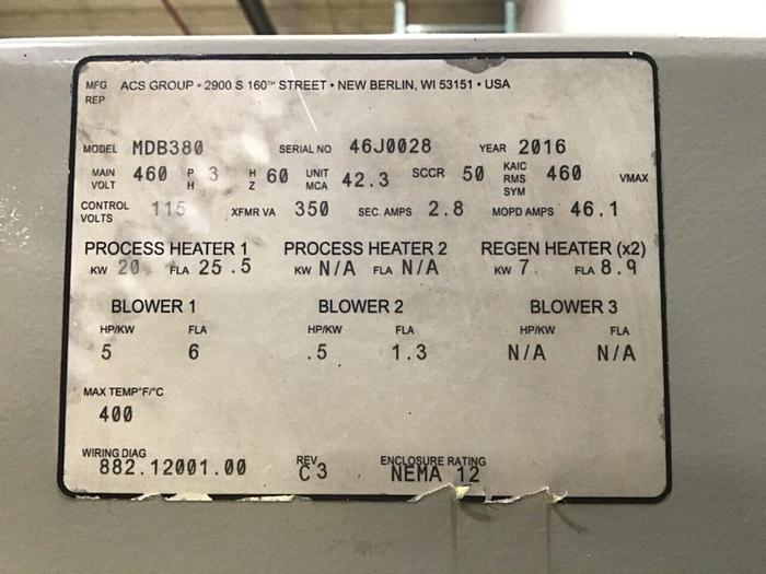 Used AEC Desiccant Dryer MDB380 USED