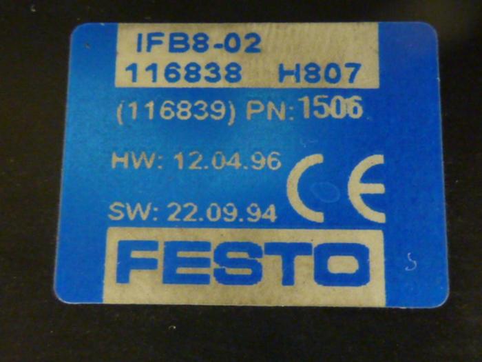 Used FESTO Control Block / Valve Terminal IFB8-02 #52872