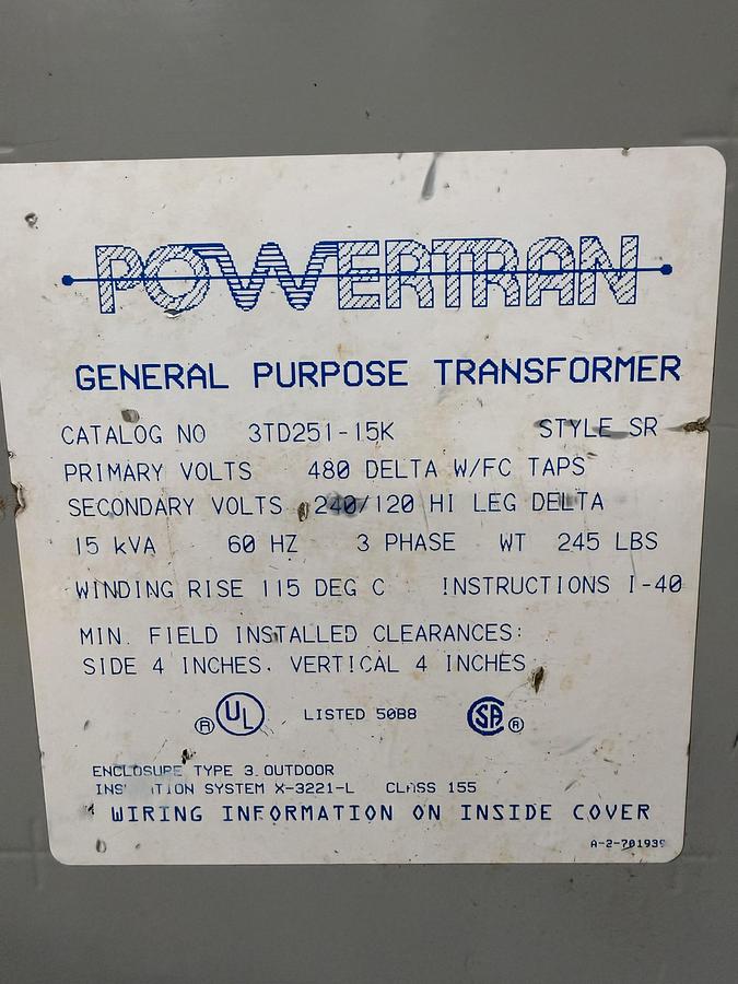 Used POWERTRAN 3DT251-15K