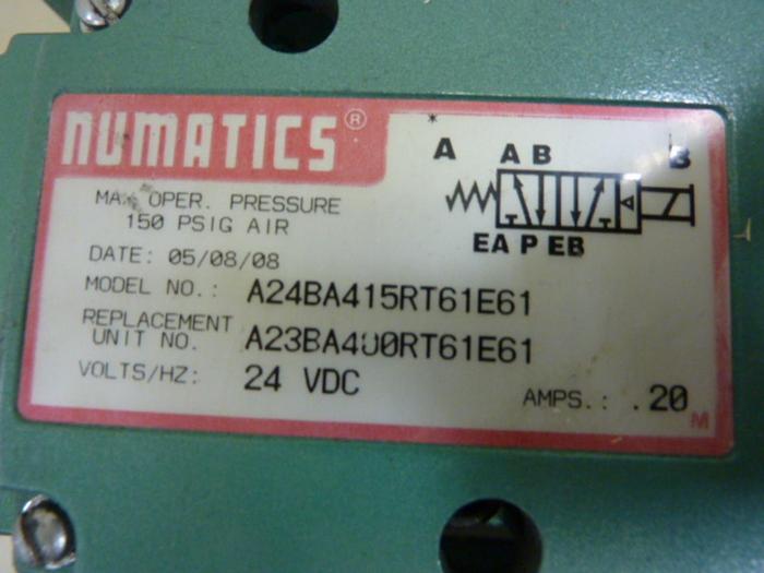 Used NUMATICS Control Block w/ Valves A24BA415RT61E61 #60118