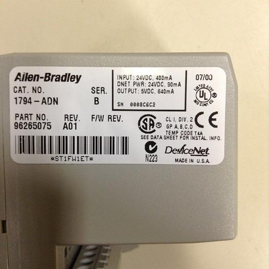 Used ALLEN BRADLEY Devicenet Adapter 1794-ADN SER B #68544