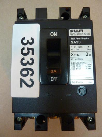 Used FUJI ELECTRIC 3 Amp Circuit Breaker SA33-3 #35362