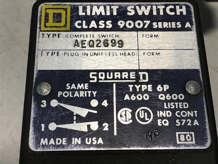Used SQUARE D Limit Switch 9007-AEQ2699 #113170