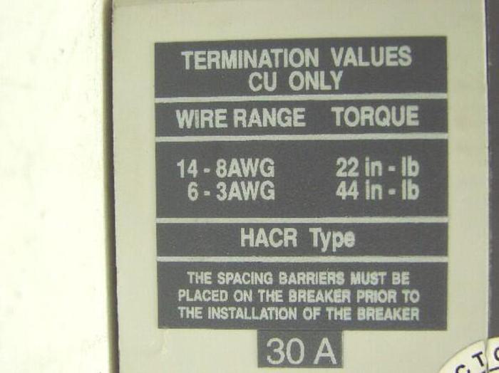 Used ABB 30 Amp Circuit Breaker SACES1N #11877