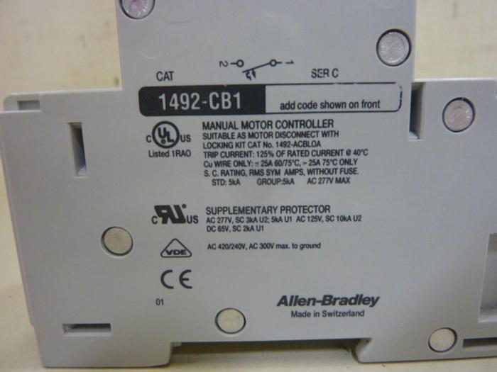 Used ALLEN BRADLEY 4 Amp Circuit Breaker 1492-CB1/G040 SER C #64511