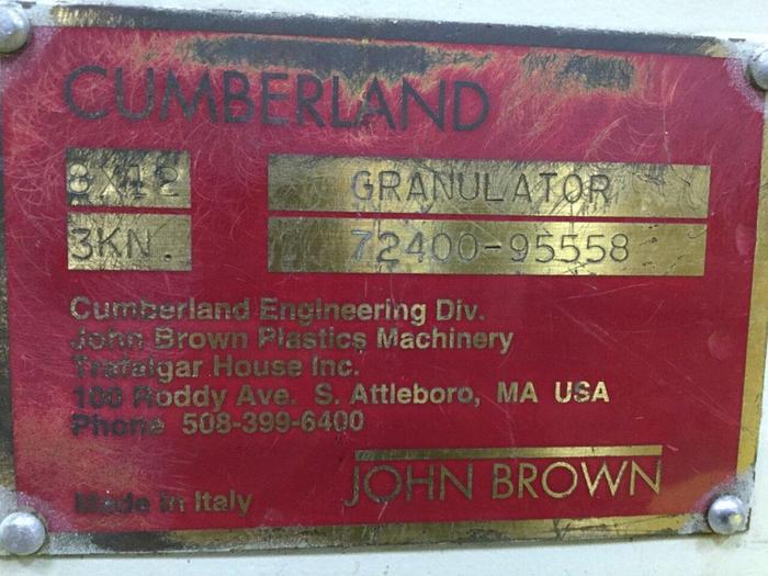 Used CUMBERLAND 5 HP Grinder / Granulator 8X12 Used