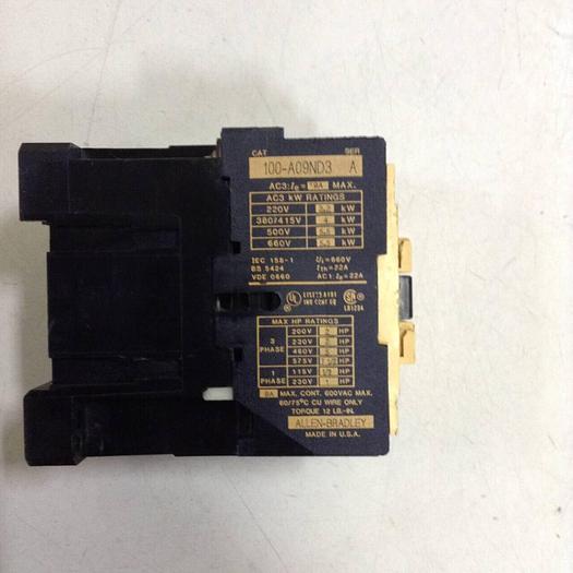 Used ALLEN BRADLEY Contactor 100-A09ND3 SER A #82624