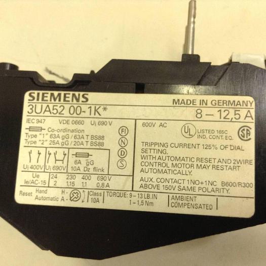 Used SIEMENS Overload Relay 3UA52 00-1K #78372