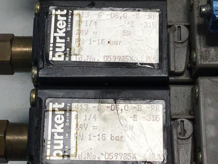 Used BURKERT Solenoid Valves & Manifold 413-G-06-0-B Used #116037