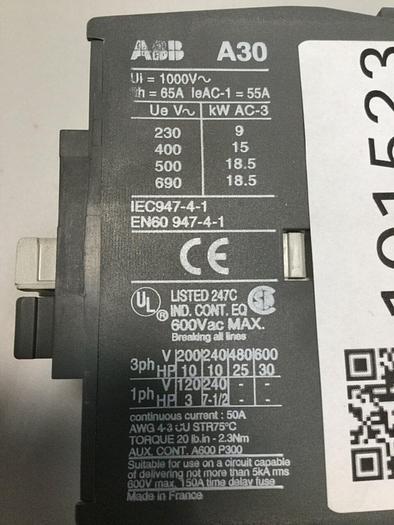 Used ABB Contactor A30-30-10 #101523