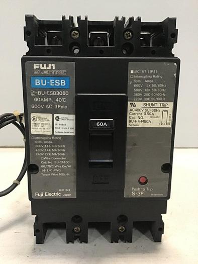 Used FUJI ELECTRIC 60 Amp Circuit Breaker BU-ESB3060 #127463