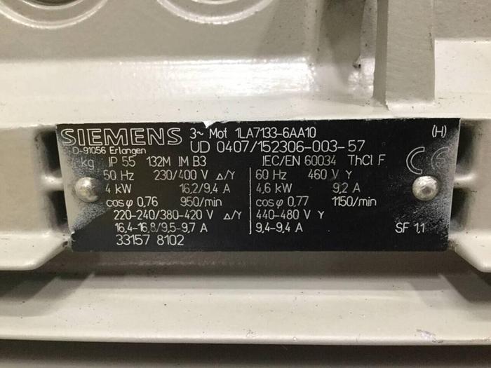Used SIEMENS 3 Phase Motor 1LA7133-6AA10 Used