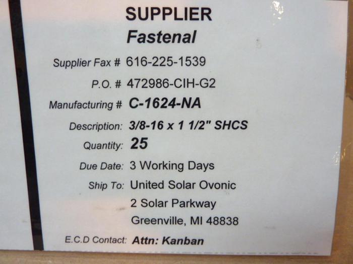 U-C COMPONENTS Socket Head Cap Screw C-1624-NA #41285