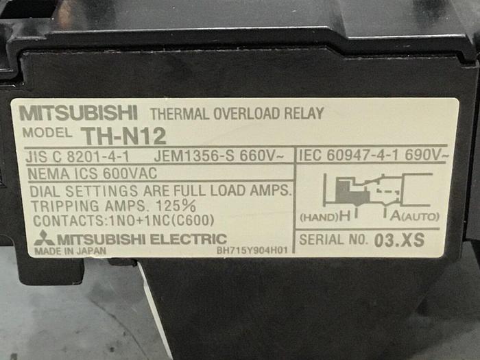 Used MITSUBISHI Thermal Overload Relay TH-N12 #125464