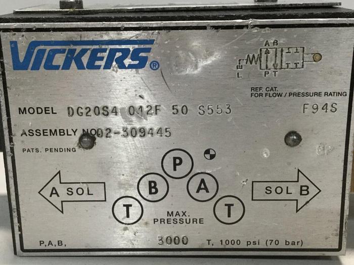 Used VICKERS Valve DG20S4 012F 50 S553 #111257