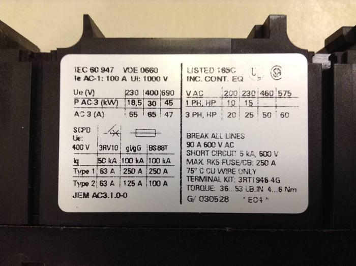 Used SIEMENS Contactor 3RT1 044-3AK60 #86454
