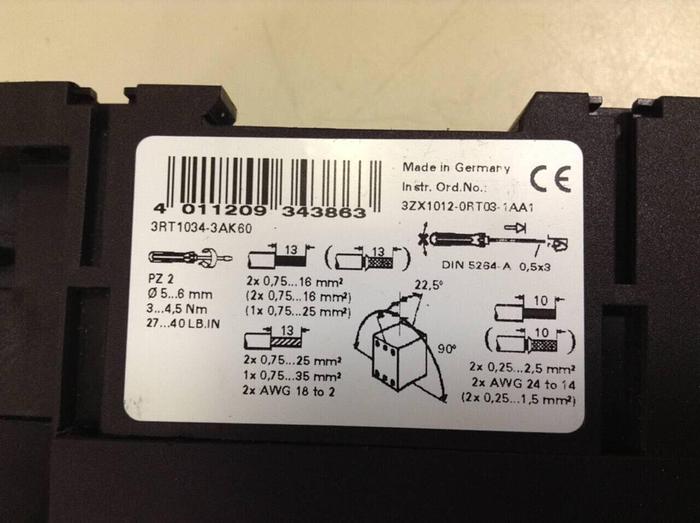 Used SIEMENS Contactor 3RT1 034-3A.0 #87189