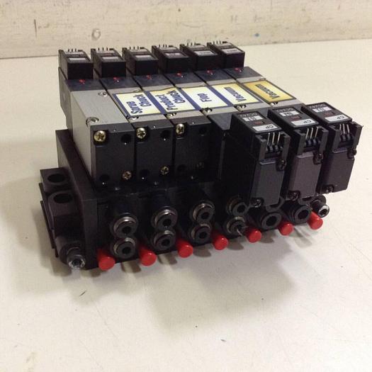 Used KOGANEI Manifold & Solenoid Valves A180-4E2-CPLL-12W #86142
