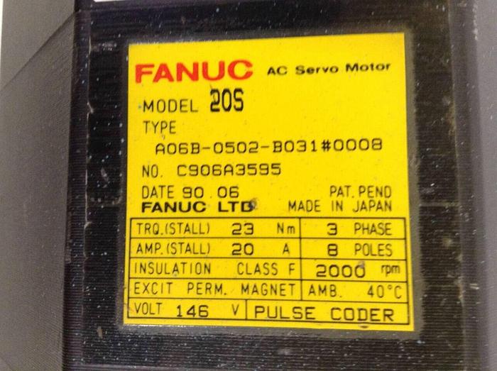 Used FANUC AC Servo Motor A06B-0502-B031 Used
