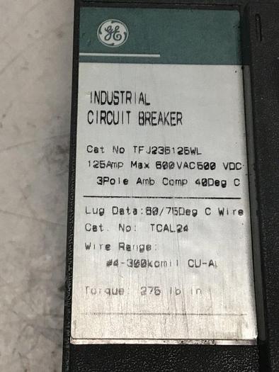 Used GE 125 Amp Circuit Breaker TFJ236125WL / DISCONNECT USED