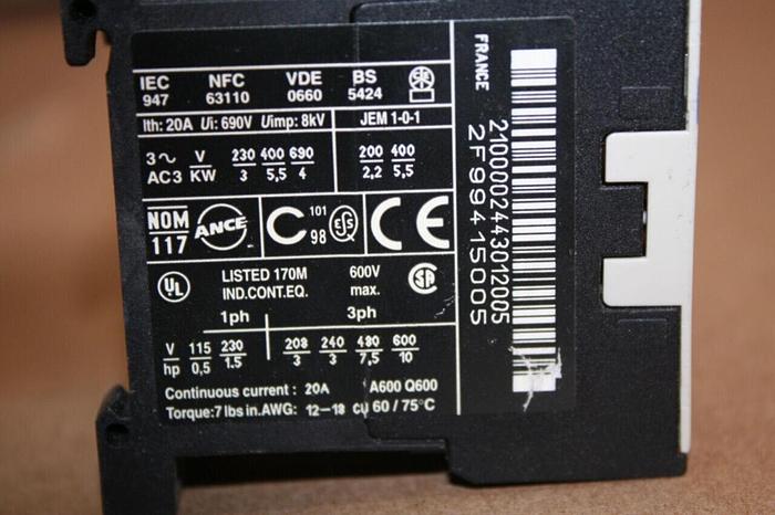 Used TELEMECANIQUE Contactor LP1K1210BD3 USED