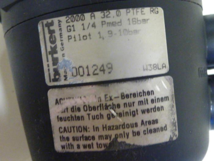 Used BURKERT EASY FLUID CONTROL Valve 2000 A 32,0 PTFE RG #67159
