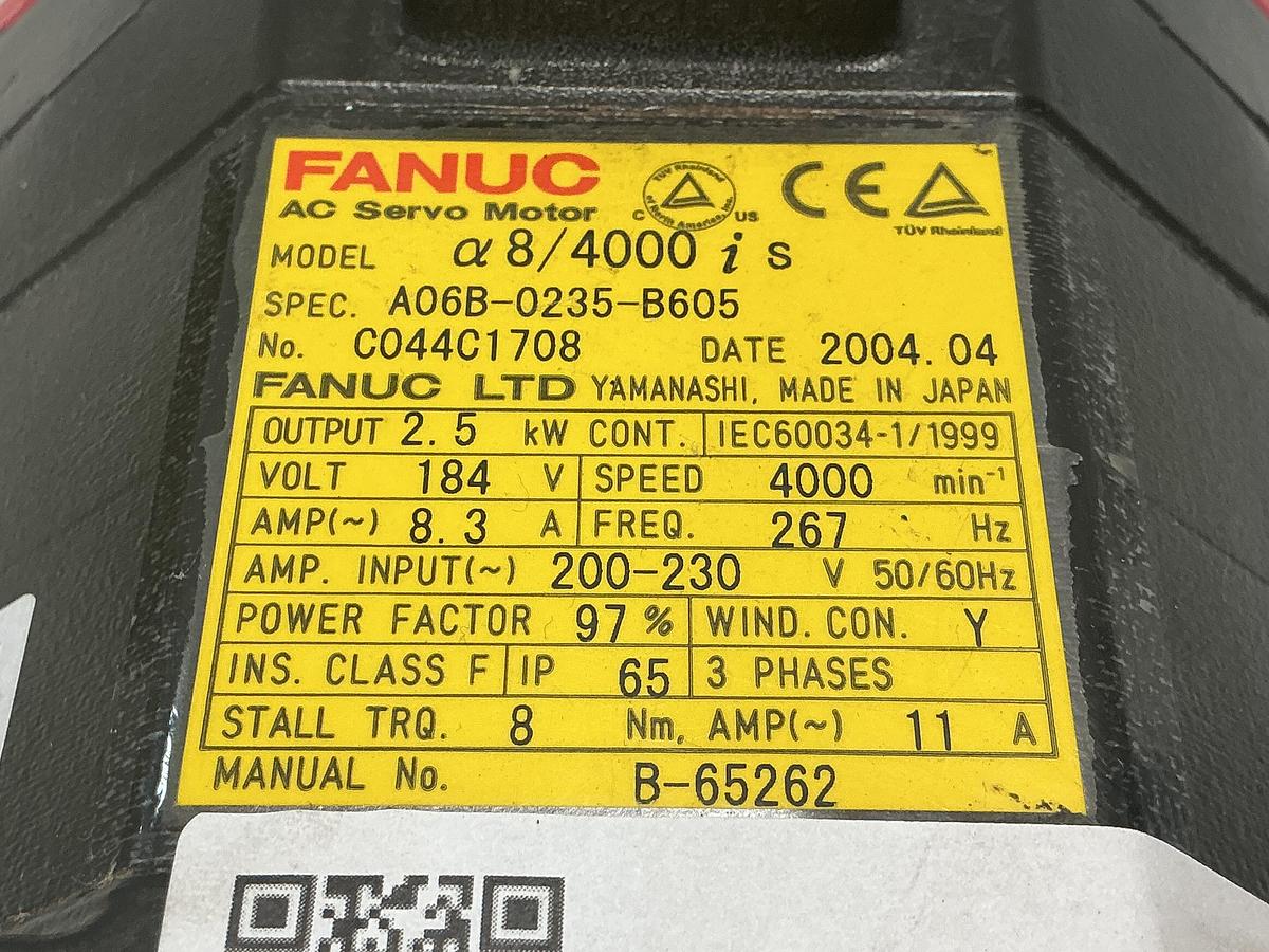 Used 2004 FANUC a8/4000 i s AC Servo Motor USED