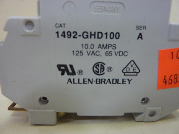 Used ALLEN BRADLEY 10 Amp Breaker 1492-GHD100 SER A #46858