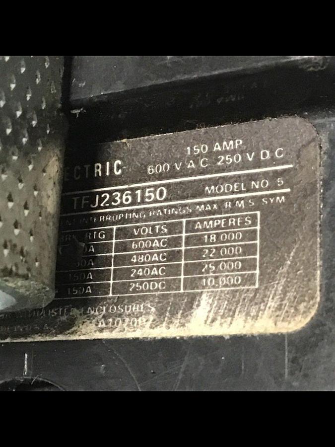 Used GE 150 Amp Breaker TFJ236150 / DISCONNECT USED