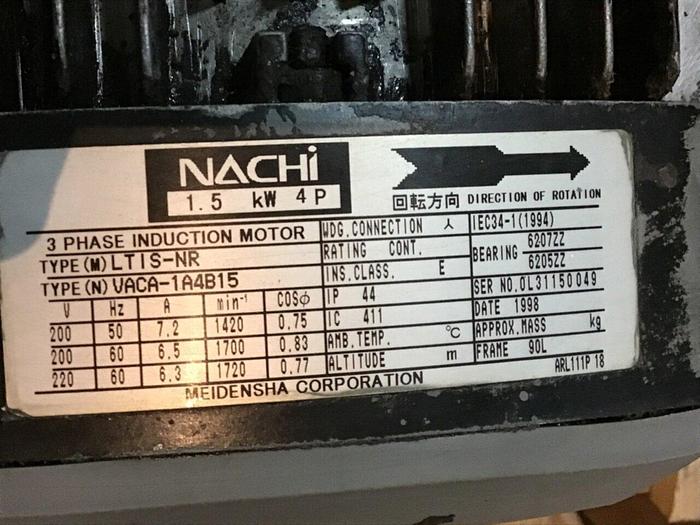 Used NACHI 2 HP Induction Motor LTIS-NR Used