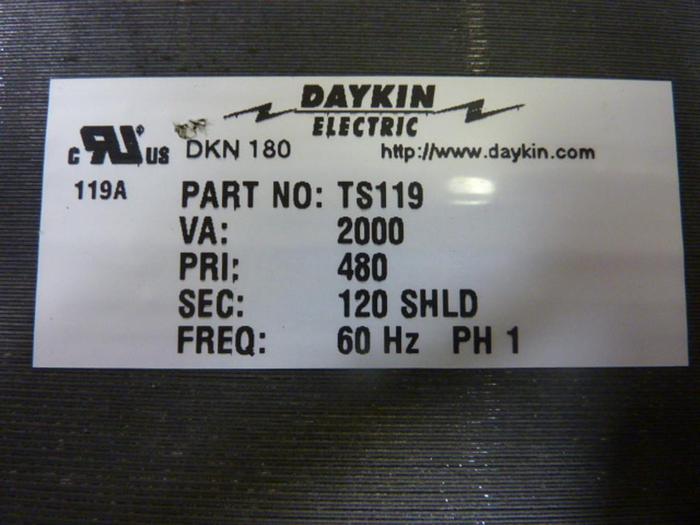 Used DAYKIN 2 kVA Transformer TS119 #48905