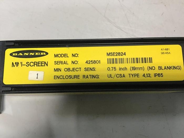 Used BANNER ENGINEERING Light Curtain MSE2824 #140709