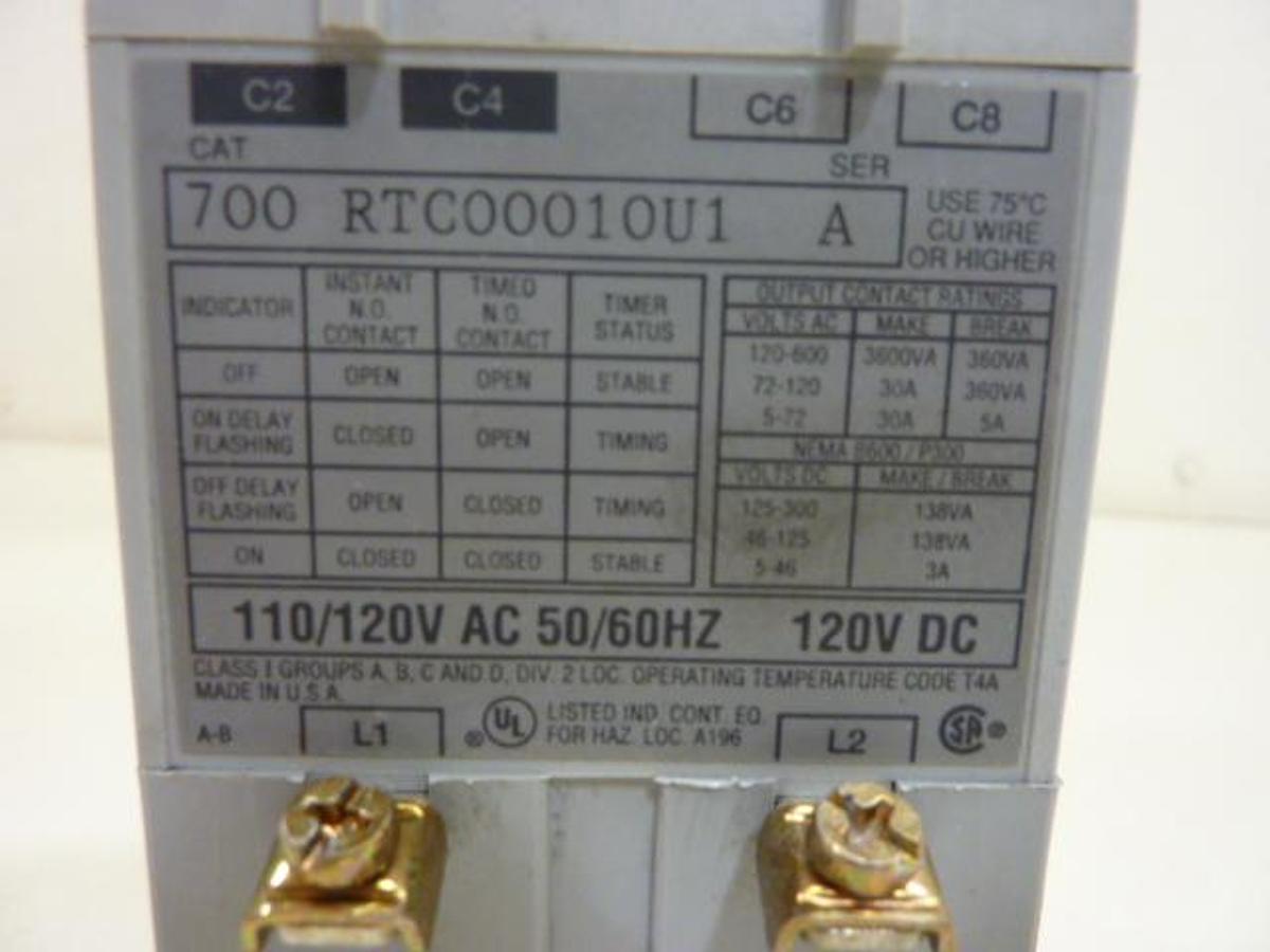 Used ALLEN BRADLEY Solid State Timer 700-RTC00010U1 SER A Used