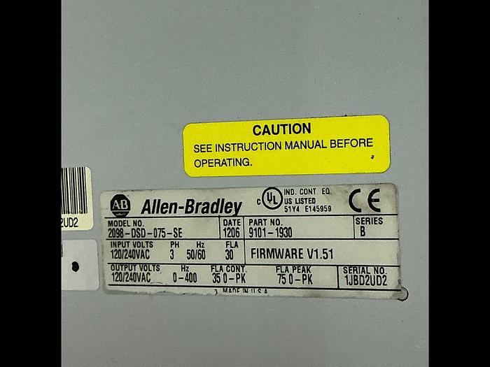 Used ALLEN BRADLEY 2098-DSD-075-SE