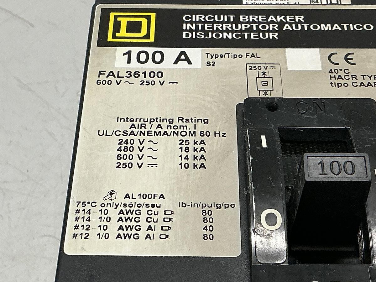 Used SQUARE D FAL36100