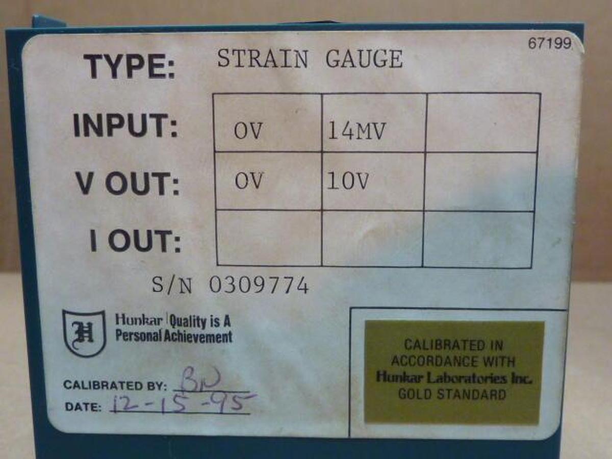 Used HUNKAR LABS Strain Gauge 60463 Used