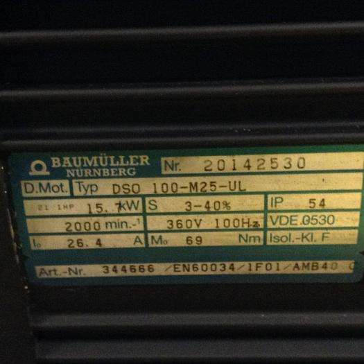 Used BAUMULLER 21.1 HP Clamp Motor 148VK0281072 Used
